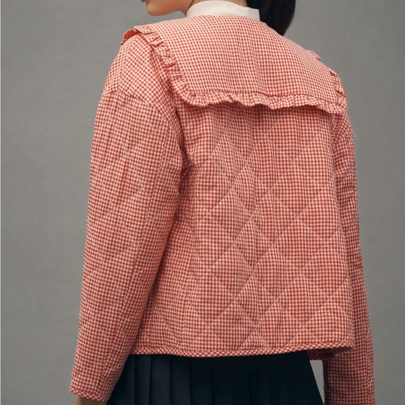 The Hazel Quilted Gingham Jacket by Maeve in Red Gingham - Picture 2 of 4